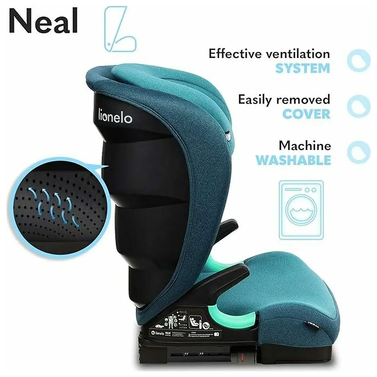 Scaun auto i-Size, Lionelo, Neal, 15-36 Kg, 100-150 cm, Isofix, Verde 12 ani [23]