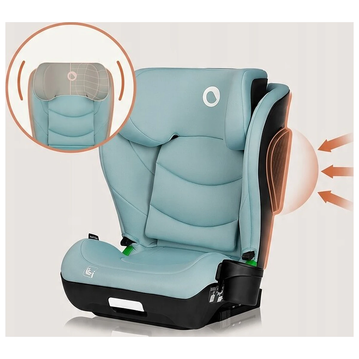 Scaun auto i-Size, Lionelo, Neal, 15-36 Kg, 100-150 cm, Isofix, Verde Turquoise [20]