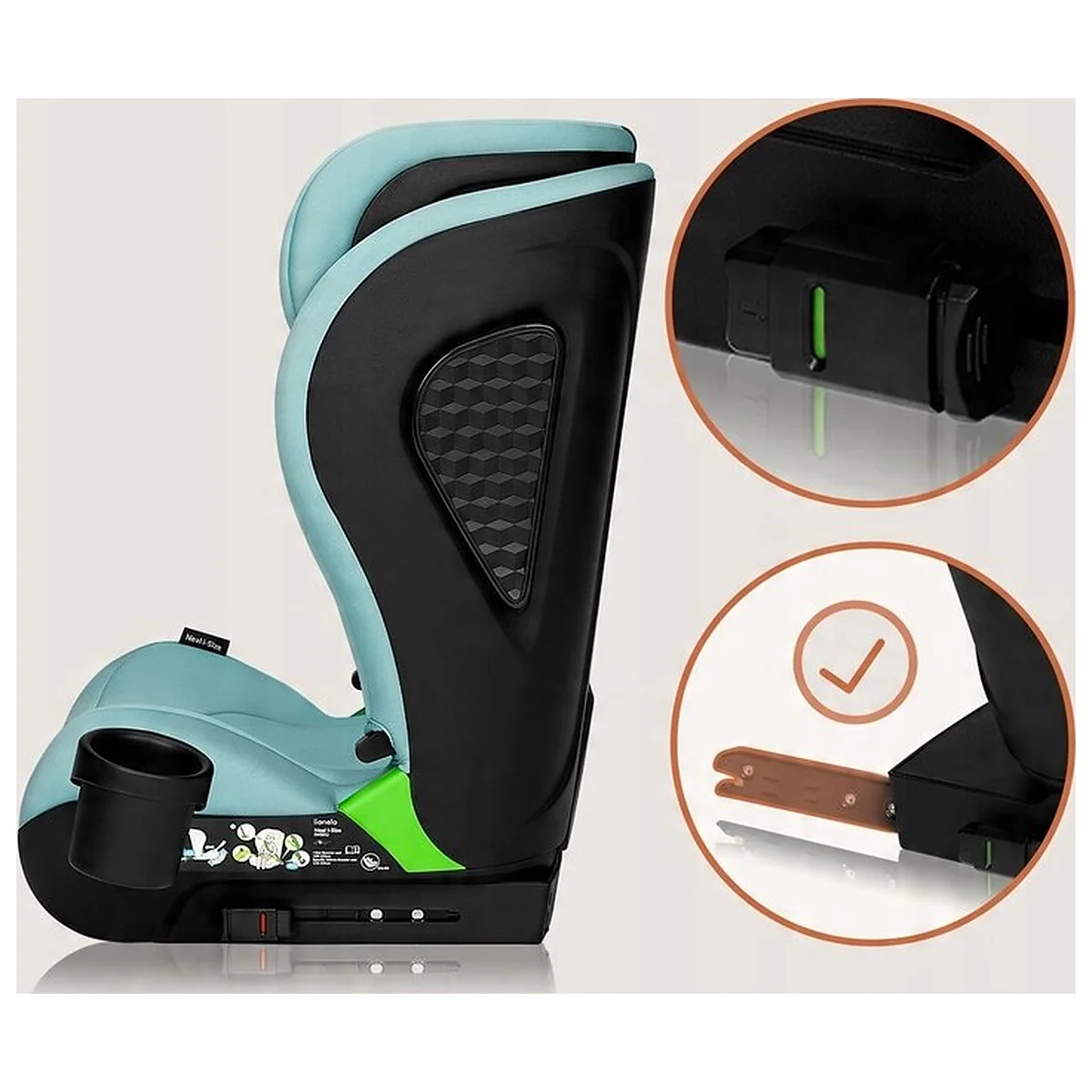 Scaun auto i-Size, Lionelo, Neal, 15-36 Kg, 100-150 cm, Isofix, Verde Turquoise [17]