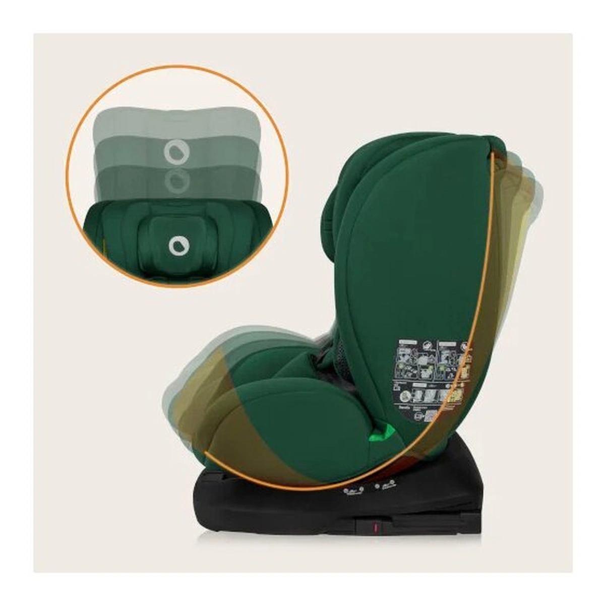 Scaun auto, Lionelo, Bastiaan i-Size, 4 in 1, Rotire 360 grade, 0-36 Kg, 40-150 cm, Isofix, Verde [25]