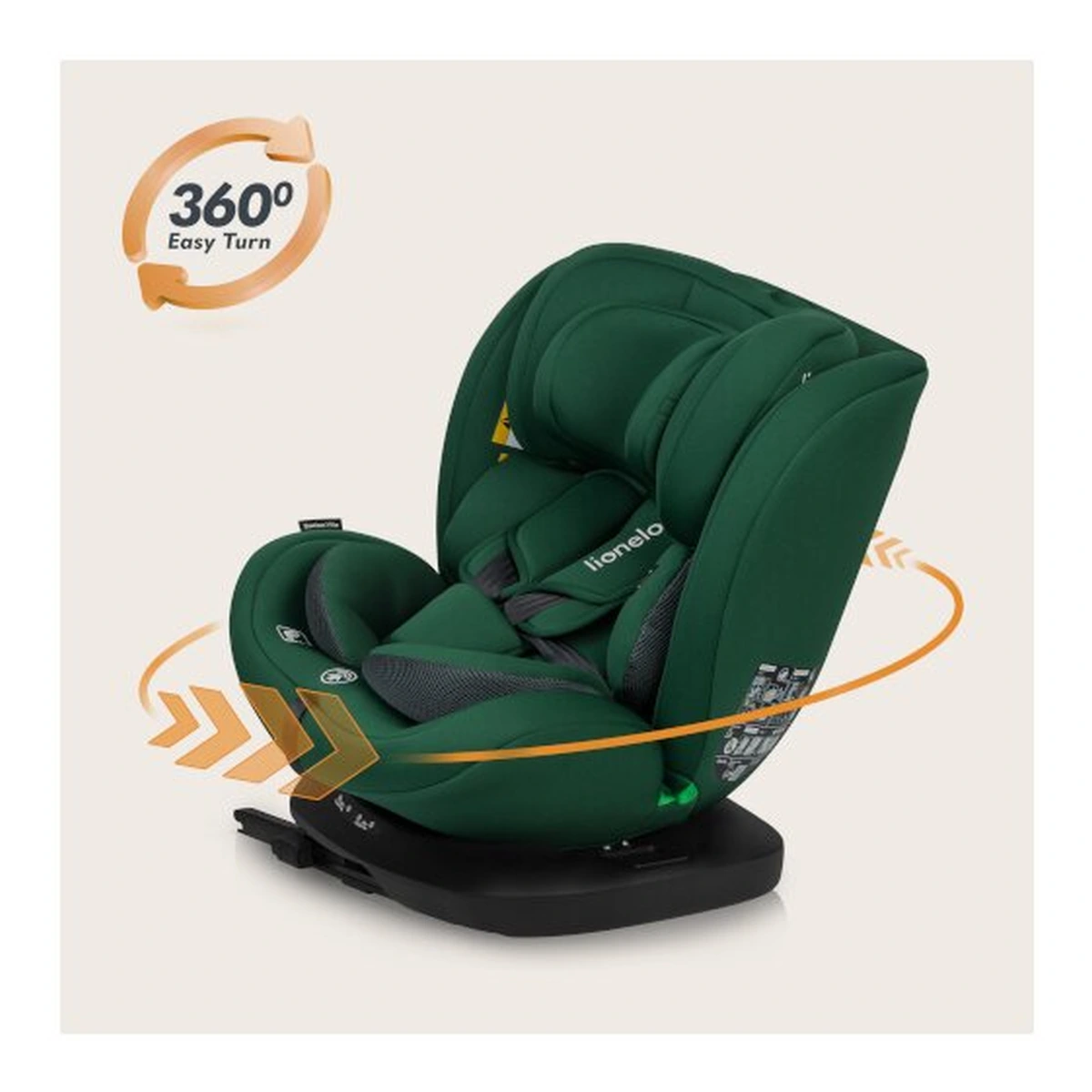 Scaun auto, Lionelo, Bastiaan i-Size, 4 in 1, Rotire 360 grade, 0-36 Kg, 40-150 cm, Isofix, Verde [26]
