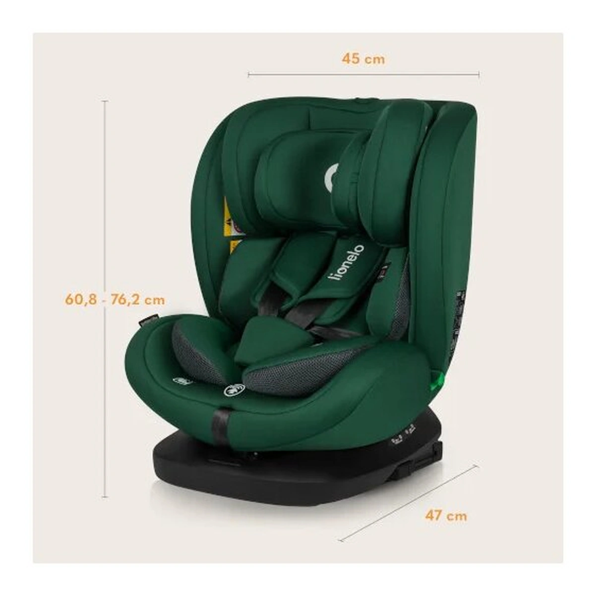 Scaun auto, Lionelo, Bastiaan i-Size, 4 in 1, Rotire 360 grade, 0-36 Kg, 40-150 cm, Isofix, Verde [30]