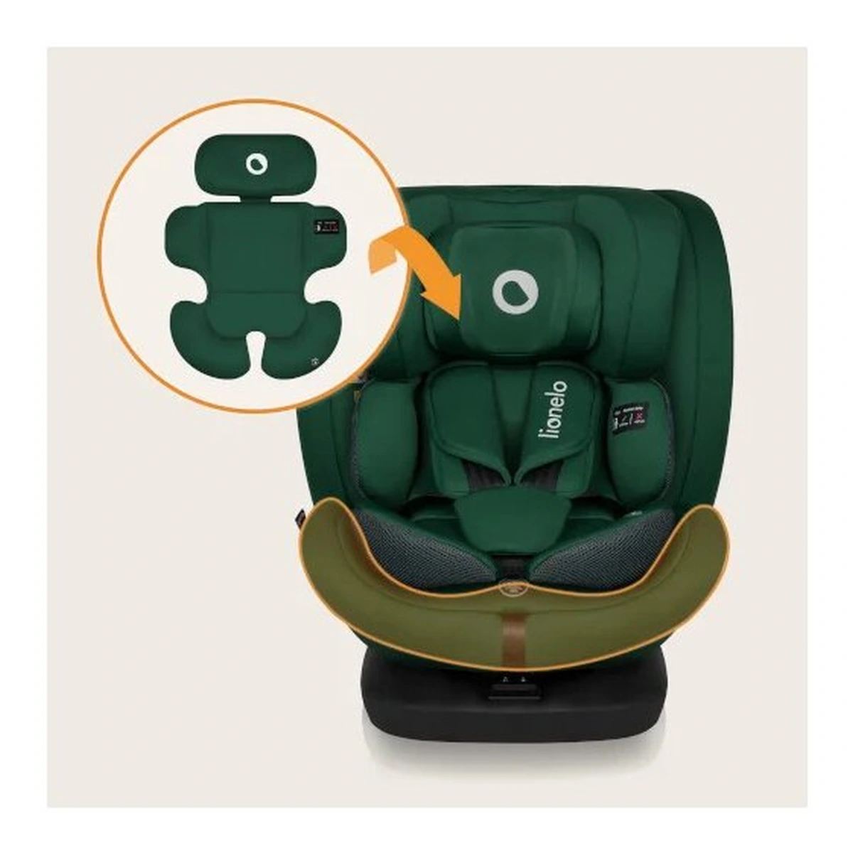 Scaun auto, Lionelo, Bastiaan i-Size, 4 in 1, Rotire 360 grade, 0-36 Kg, 40-150 cm, Isofix, Verde [27]