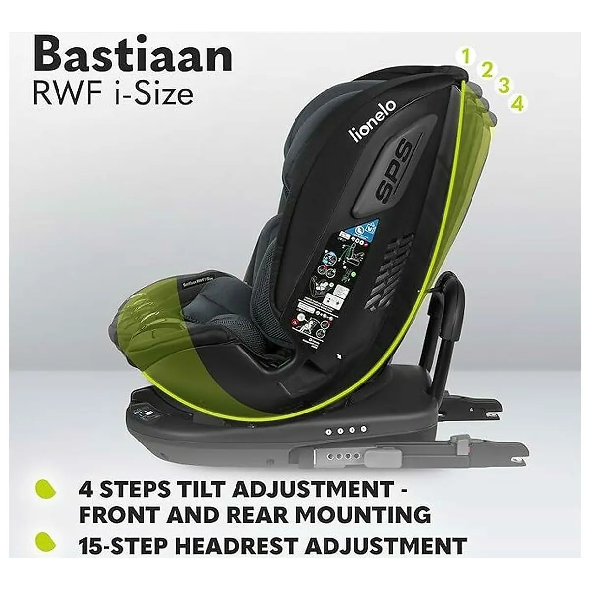 Scaun auto, Lionelo, Bastiaan RWF i-Size, Pozitie de somn, Protectie laterala, Rotire 360 grade, 0-36 Kg, Cu Isofix si [41]