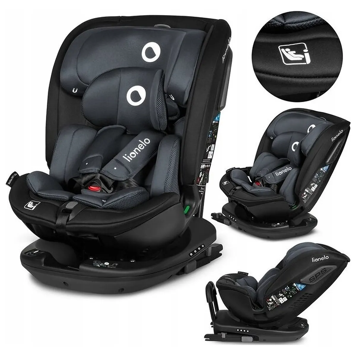 Scaun auto, Lionelo, Bastiaan RWF i-Size, Pozitie de somn, Protectie laterala, Rotire 360 grade, 0-36 Kg, Cu Isofix si [3]