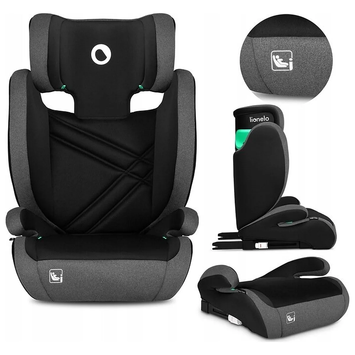 Scaun auto, Lionelo, Hugo i-Size, 100-150 cm, 4-12 ani, Gri [3]