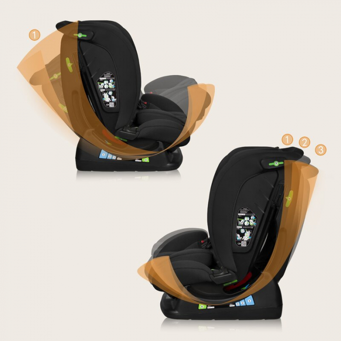 Scaun auto, Lionelo, i-Size Izzy, 0-36 Kg, 40-150 cm, Instalare cu centurile masinii, Protectie laterala, Negru [25]