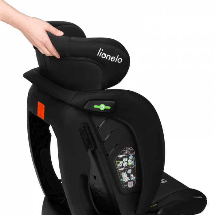 Scaun auto, Lionelo, i-Size Izzy, 0-36 Kg, 40-150 cm, Instalare cu centurile masinii, Protectie laterala, Negru [15]