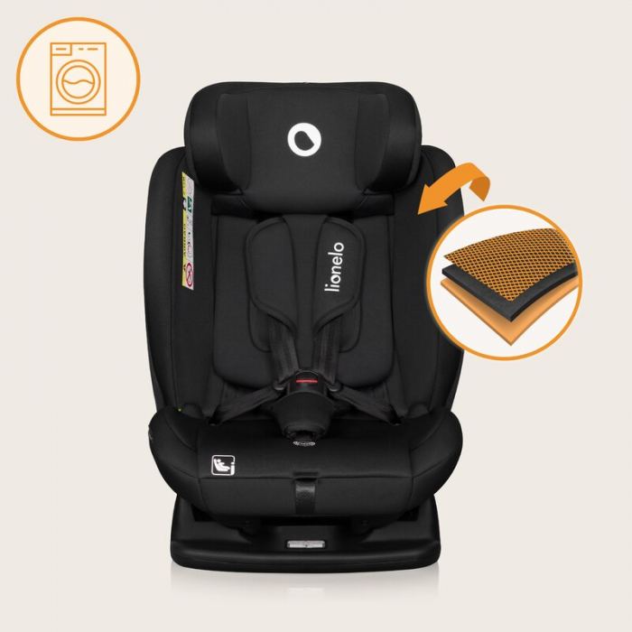 Scaun auto, Lionelo, i-Size Izzy, 0-36 Kg, 40-150 cm, Instalare cu centurile masinii, Protectie laterala, Negru [29]