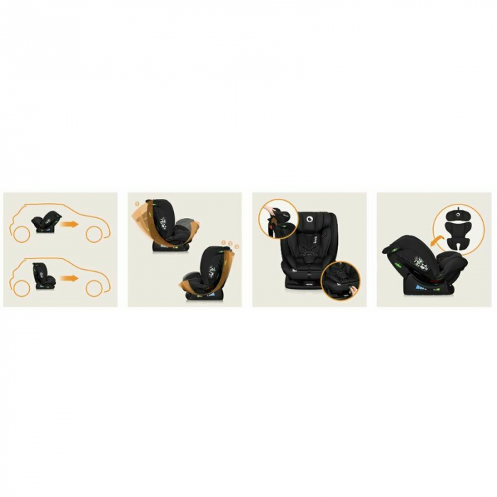Scaun auto, Lionelo, i-Size Izzy, 0-36 Kg, 40-150 cm, Instalare cu centurile masinii, Protectie laterala, Negru [31]