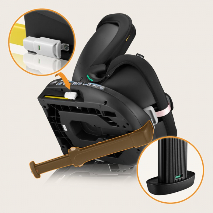 Scaun auto, Lionelo, i-Size Navy, 0-36 Kg, 40-150 cm, Cu isofix si picior de fixare, Protectie laterala, Rotire 360 grade, Negru/Roz [40]