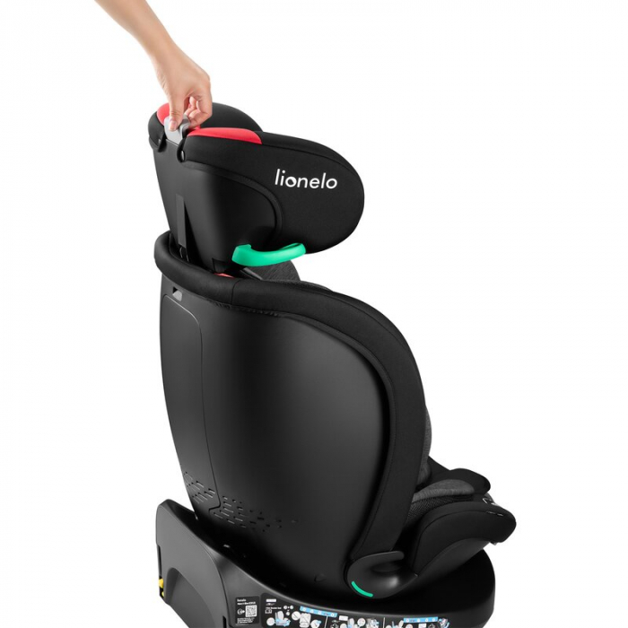 Scaun auto, Lionelo, i-Size Navy, 0-36 Kg, 40-150 cm, Cu isofix si picior de fixare, Protectie laterala, Rotire 360 grade, Negru/Rosu [22]
