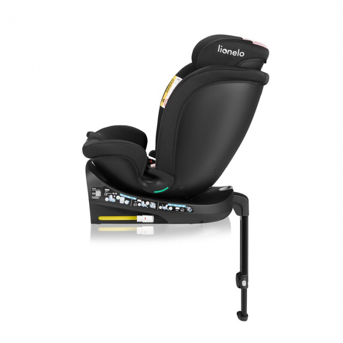 Scaun auto, Lionelo, i-Size Navy, 0-36 Kg, 40-150 cm, Cu isofix si picior de fixare, Protectie laterala, Rotire 360 grade, Negru/Roz [12]