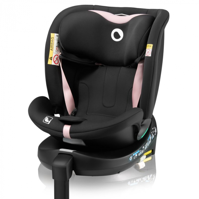 Scaun auto, Lionelo, i-Size Navy, 0-36 Kg, 40-150 cm, Cu isofix si picior de fixare, Protectie laterala, Rotire 360 grade, Negru/Roz [19]