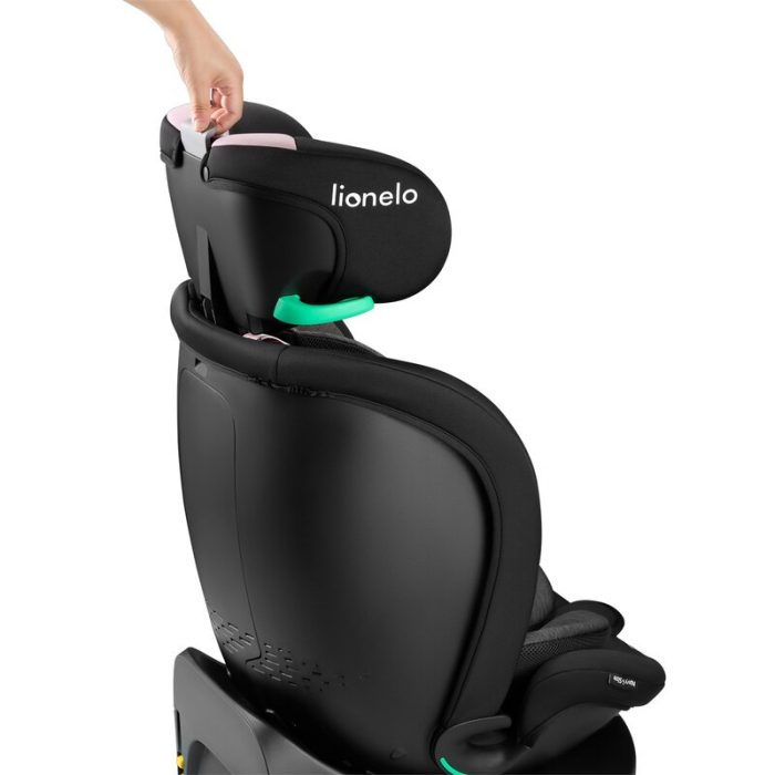 Scaun auto, Lionelo, i-Size Navy, 0-36 Kg, 40-150 cm, Cu isofix si picior de fixare, Protectie laterala, Rotire 360 grade, Negru/Roz [22]