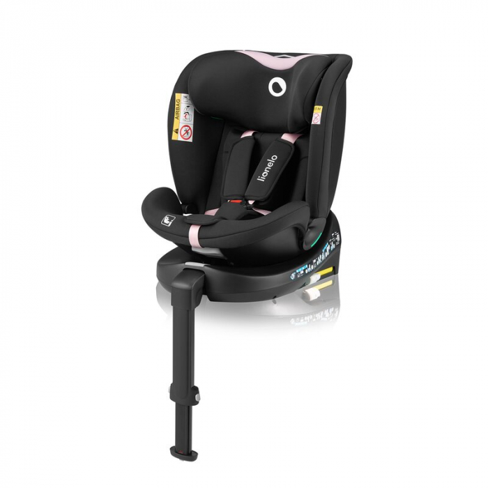 Scaun auto, Lionelo, i-Size Navy, 0-36 Kg, 40-150 cm, Cu isofix si picior de fixare, Protectie laterala, Rotire 360 grade, Negru/Roz [2]