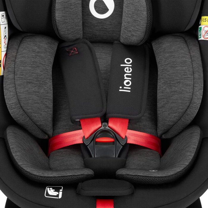Scaun auto, Lionelo, i-Size Navy, 0-36 Kg, 40-150 cm, Cu isofix si picior de fixare, Protectie laterala, Rotire 360 grade, Negru/Rosu [30]