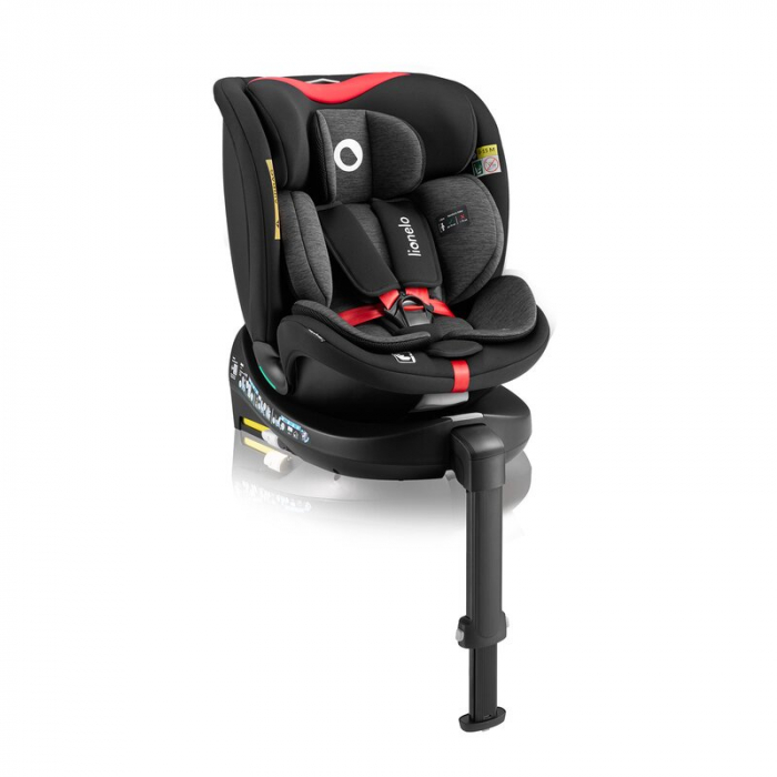 Scaun auto, Lionelo, i-Size Navy, 0-36 Kg, 40-150 cm, Cu isofix si picior de fixare, Protectie laterala, Rotire 360 grade, Negru/Rosu [3]