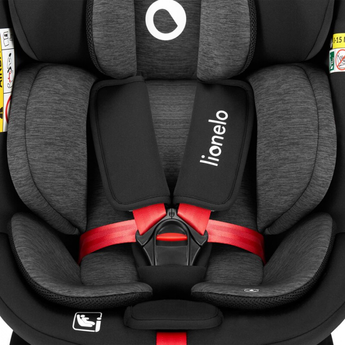 Scaun auto, Lionelo, i-Size Navy, 0-36 Kg, 40-150 cm, Cu isofix si picior de fixare, Protectie laterala, Rotire 360 grade, Negru/Rosu [29]