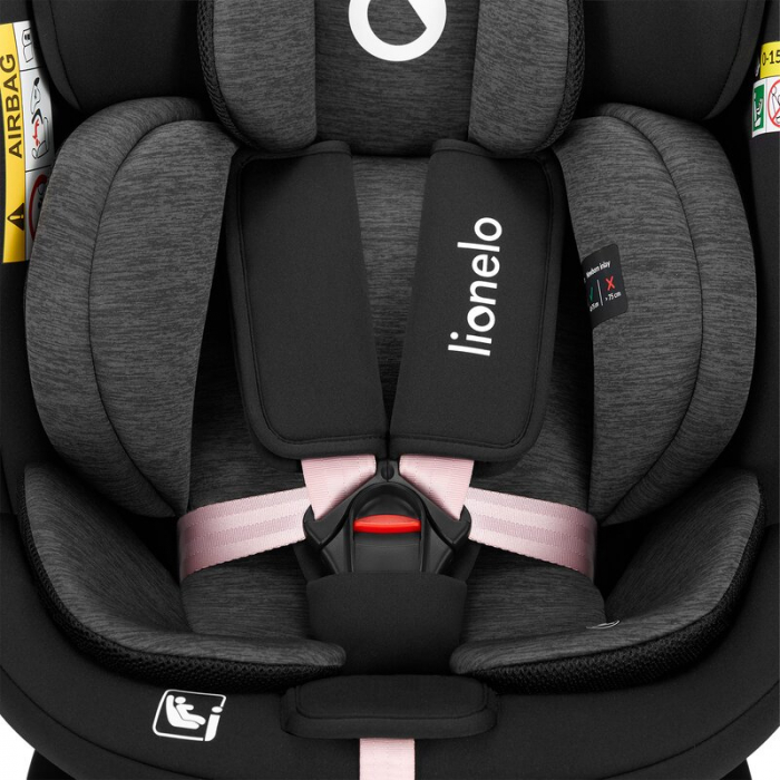 Scaun auto, Lionelo, i-Size Navy, 0-36 Kg, 40-150 cm, Cu isofix si picior de fixare, Protectie laterala, Rotire 360 grade, Negru/Roz [29]