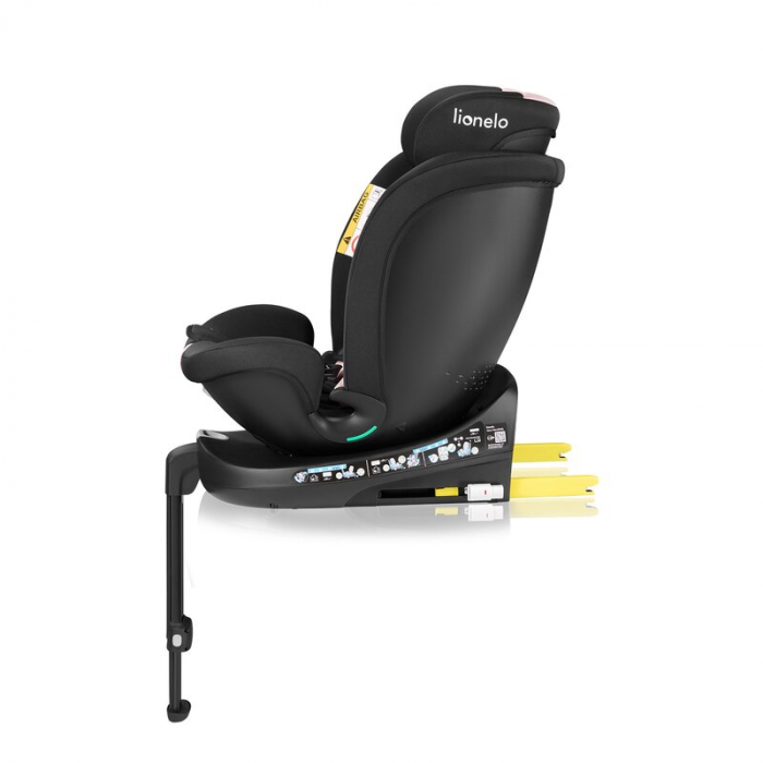 Scaun auto, Lionelo, i-Size Navy, 0-36 Kg, 40-150 cm, Cu isofix si picior de fixare, Protectie laterala, Rotire 360 grade, Negru/Roz [11]