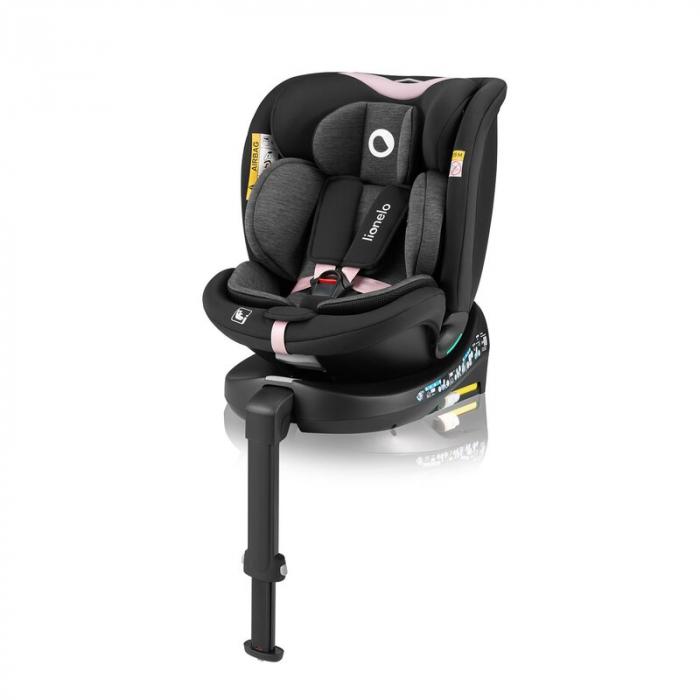 Scaun auto, Lionelo, i-Size Navy, 0-36 Kg, 40-150 cm, Cu isofix si picior de fixare, Protectie laterala, Rotire 360 grade, Negru/Roz [1]