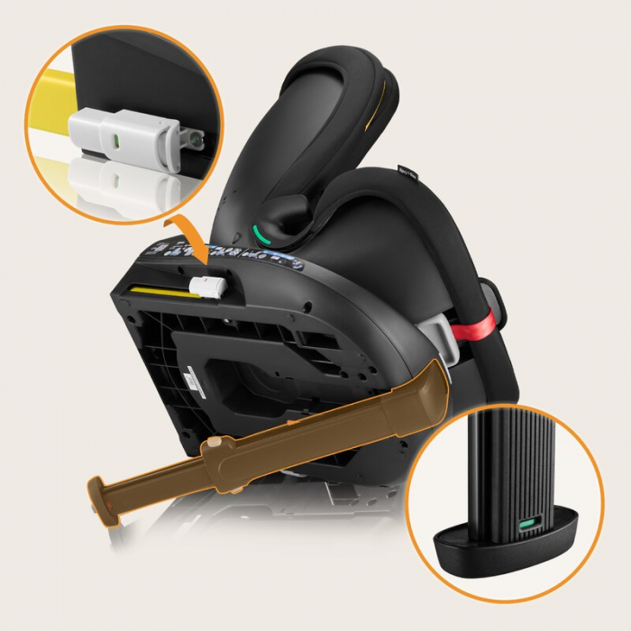 Scaun auto, Lionelo, i-Size Navy, 0-36 Kg, 40-150 cm, Cu isofix si picior de fixare, Protectie laterala, Rotire 360 grade, Negru/Rosu [40]