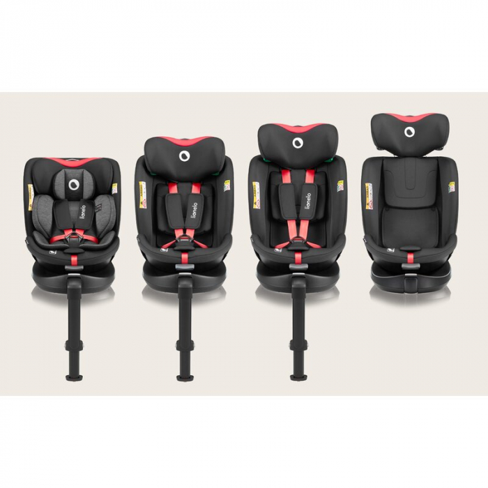Scaun auto, Lionelo, i-Size Navy, 0-36 Kg, 40-150 cm, Cu isofix si picior de fixare, Protectie laterala, Rotire 360 grade, Negru/Rosu [41]