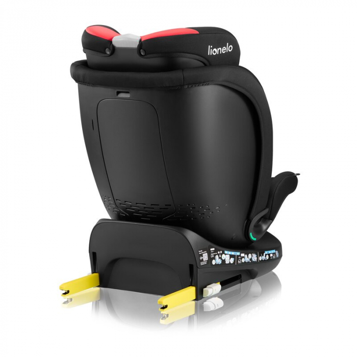 Scaun auto, Lionelo, i-Size Navy, 0-36 Kg, 40-150 cm, Cu isofix si picior de fixare, Protectie laterala, Rotire 360 grade, Negru/Rosu [16]