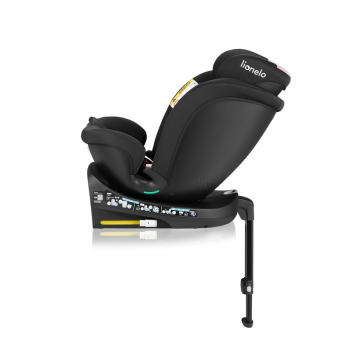 Scaun auto, Lionelo, i-Size Navy, 0-36 Kg, 40-150 cm, Cu isofix si picior de fixare, Protectie laterala, Rotire 360 grade, Negru/Roz [15]