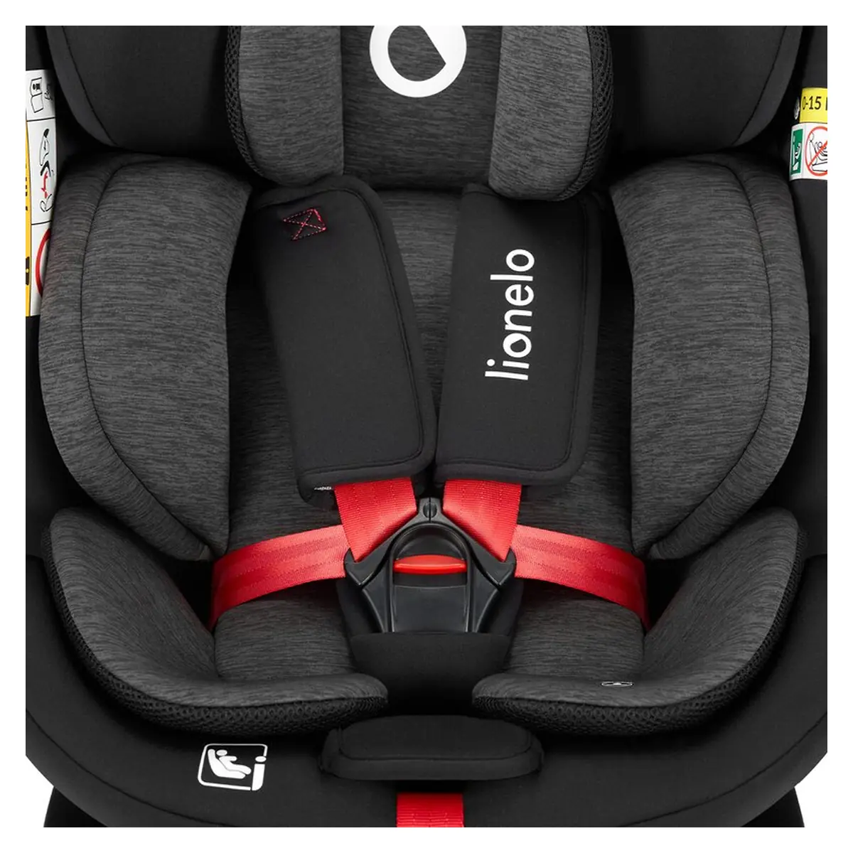 Scaun auto, Lionelo, i-Size Navy, 0-36 Kg, 40-150 cm, Cu isofix si picior de fixare, Protectie laterala, Rotire 360 grade, Negru/Rosu [32]