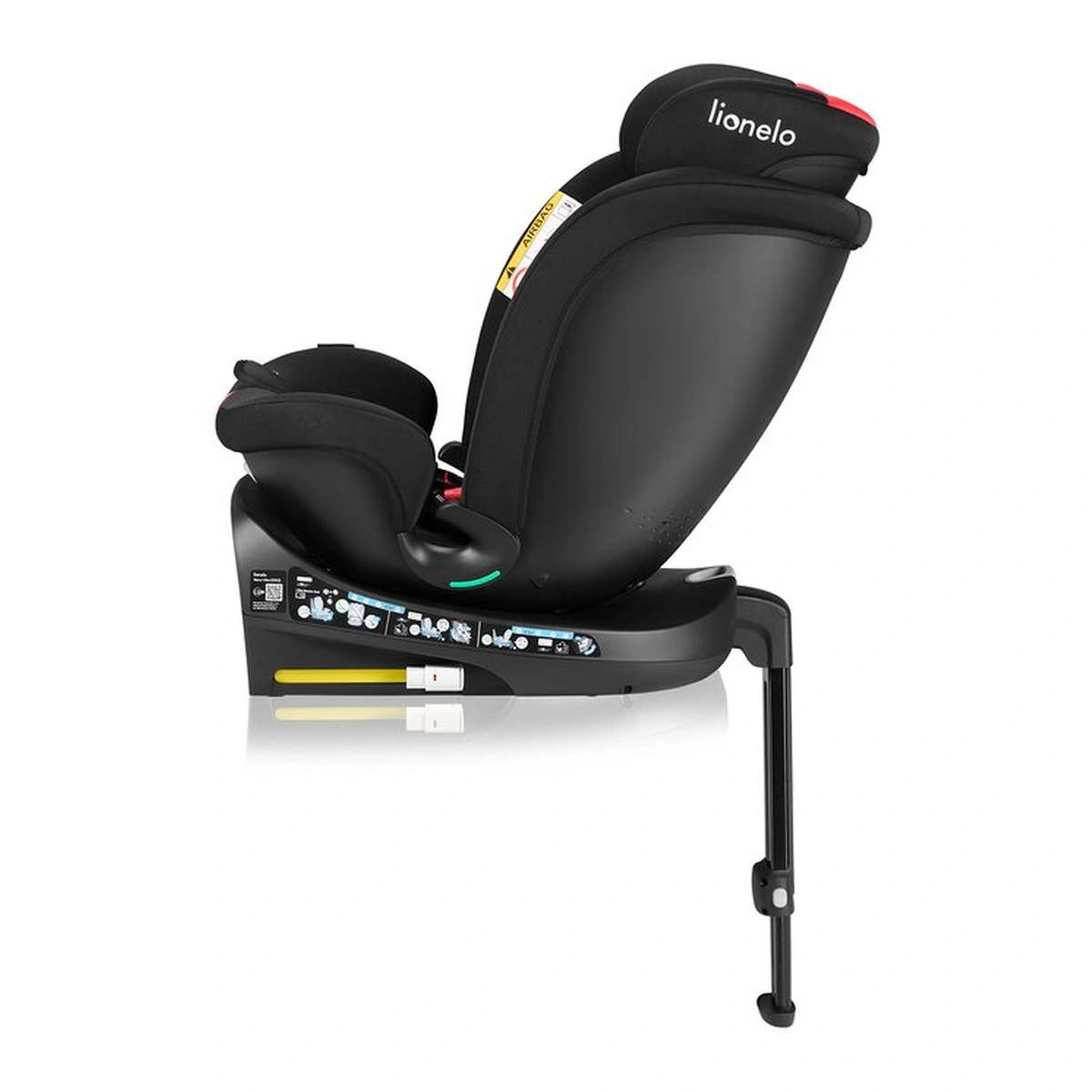 Scaun auto, Lionelo, i-Size Navy, 0-36 Kg, 40-150 cm, Cu isofix si picior de fixare, Protectie laterala, Rotire 360 grade, Negru/Rosu [15]