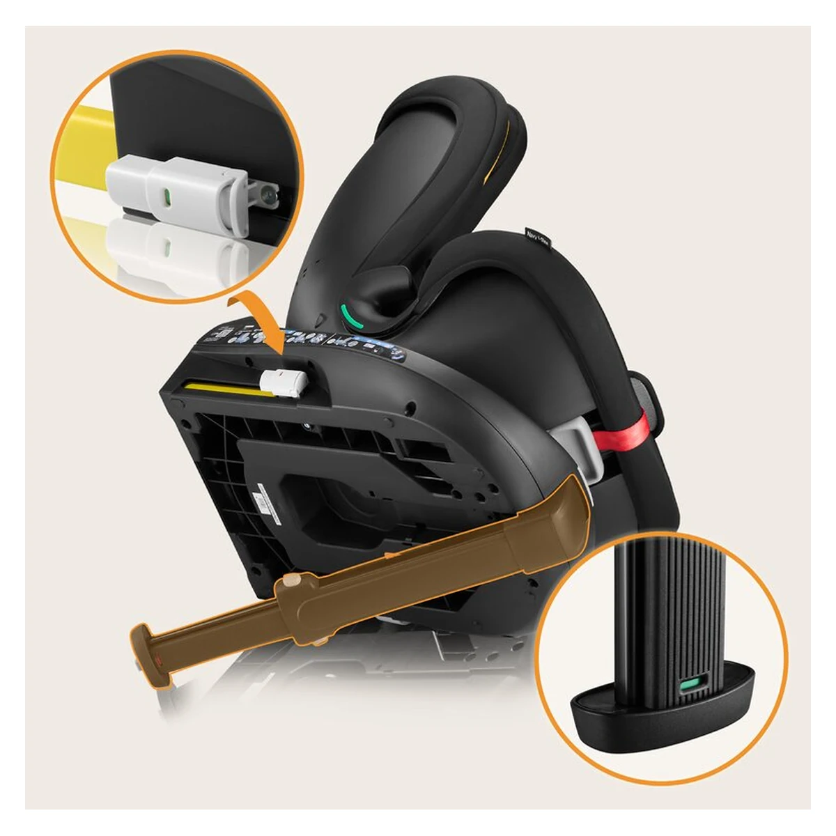 Scaun auto, Lionelo, i-Size Navy, 0-36 Kg, 40-150 cm, Cu isofix si picior de fixare, Protectie laterala, Rotire 360 grade, Negru/Rosu [42]