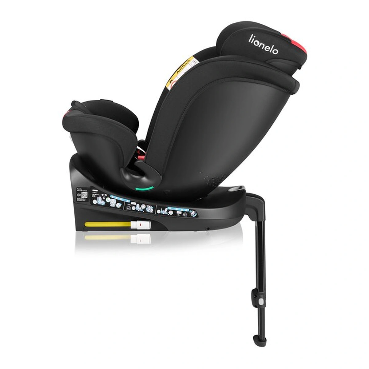 Scaun auto, Lionelo, i-Size Navy, 0-36 Kg, 40-150 cm, Cu isofix si picior de fixare, Protectie laterala, Rotire 360 grade, Negru/Rosu [17]