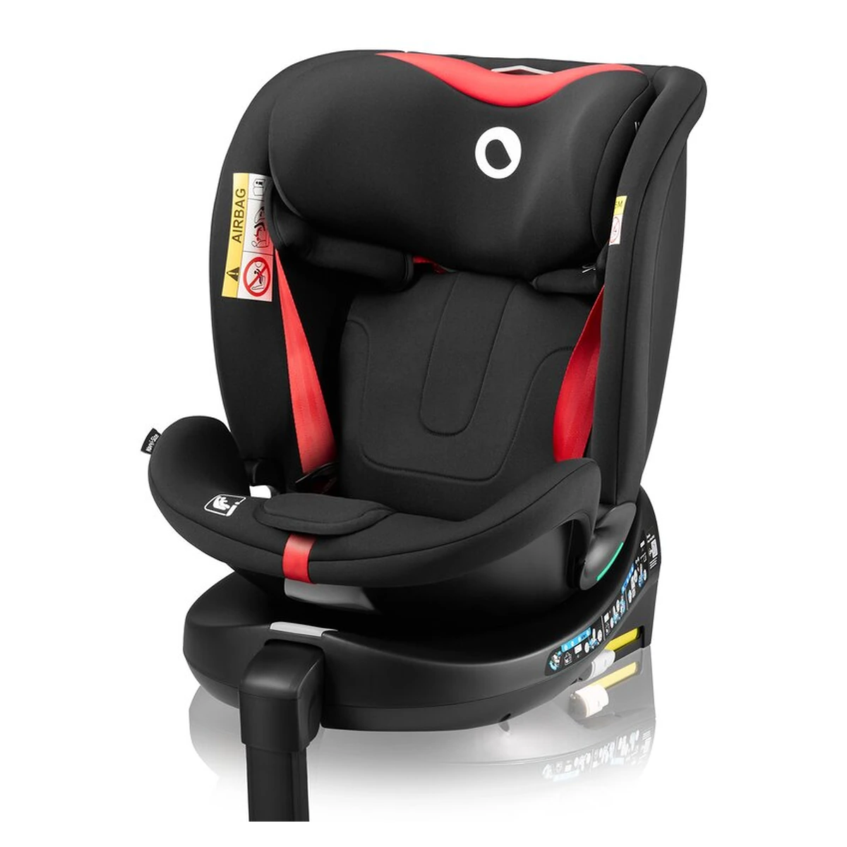 Scaun auto, Lionelo, i-Size Navy, 0-36 Kg, 40-150 cm, Cu isofix si picior de fixare, Protectie laterala, Rotire 360 grade, Negru/Rosu [21]