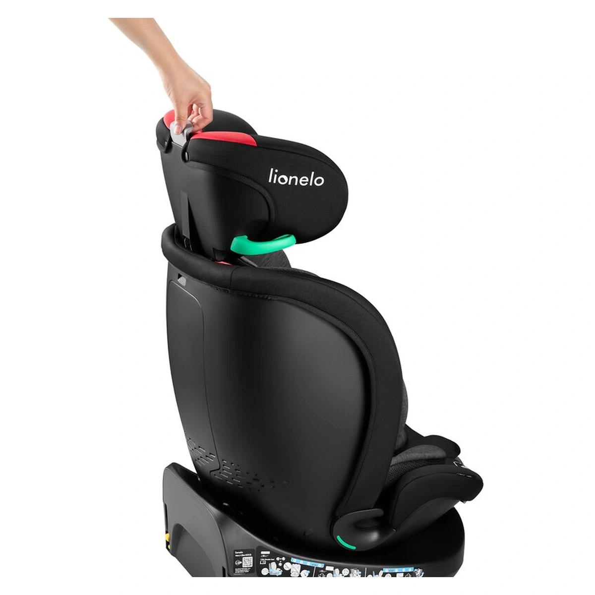 Scaun auto, Lionelo, i-Size Navy, 0-36 Kg, 40-150 cm, Cu isofix si picior de fixare, Protectie laterala, Rotire 360 grade, Negru/Rosu [24]