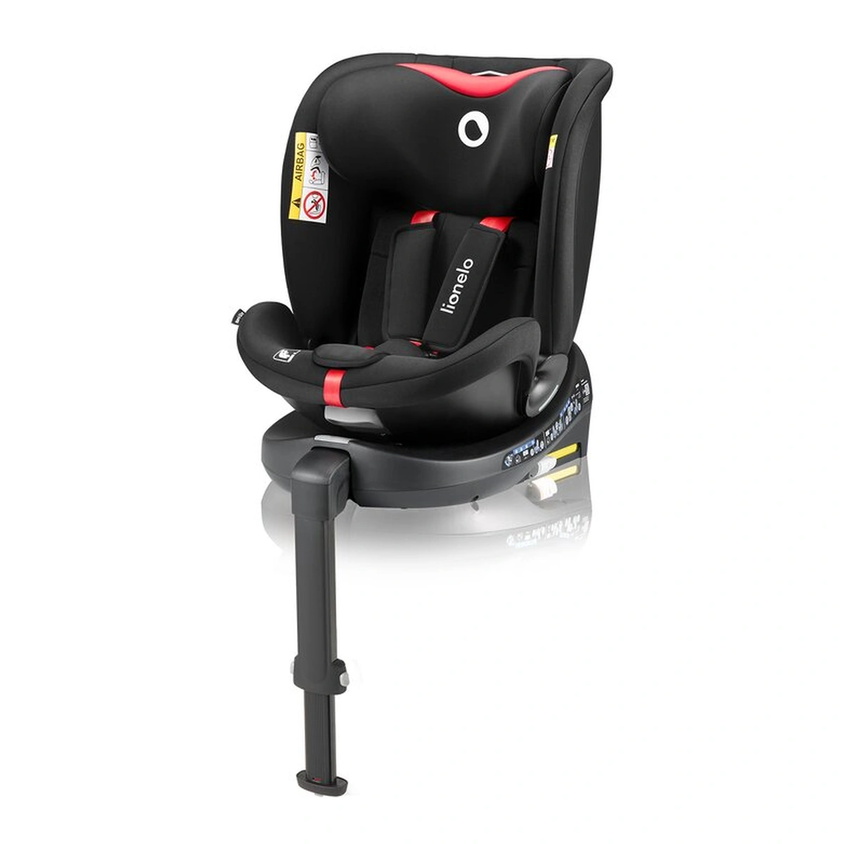 Scaun auto, Lionelo, i-Size Navy, 0-36 Kg, 40-150 cm, Cu isofix si picior de fixare, Protectie laterala, Rotire 360 grade, Negru/Rosu [4]