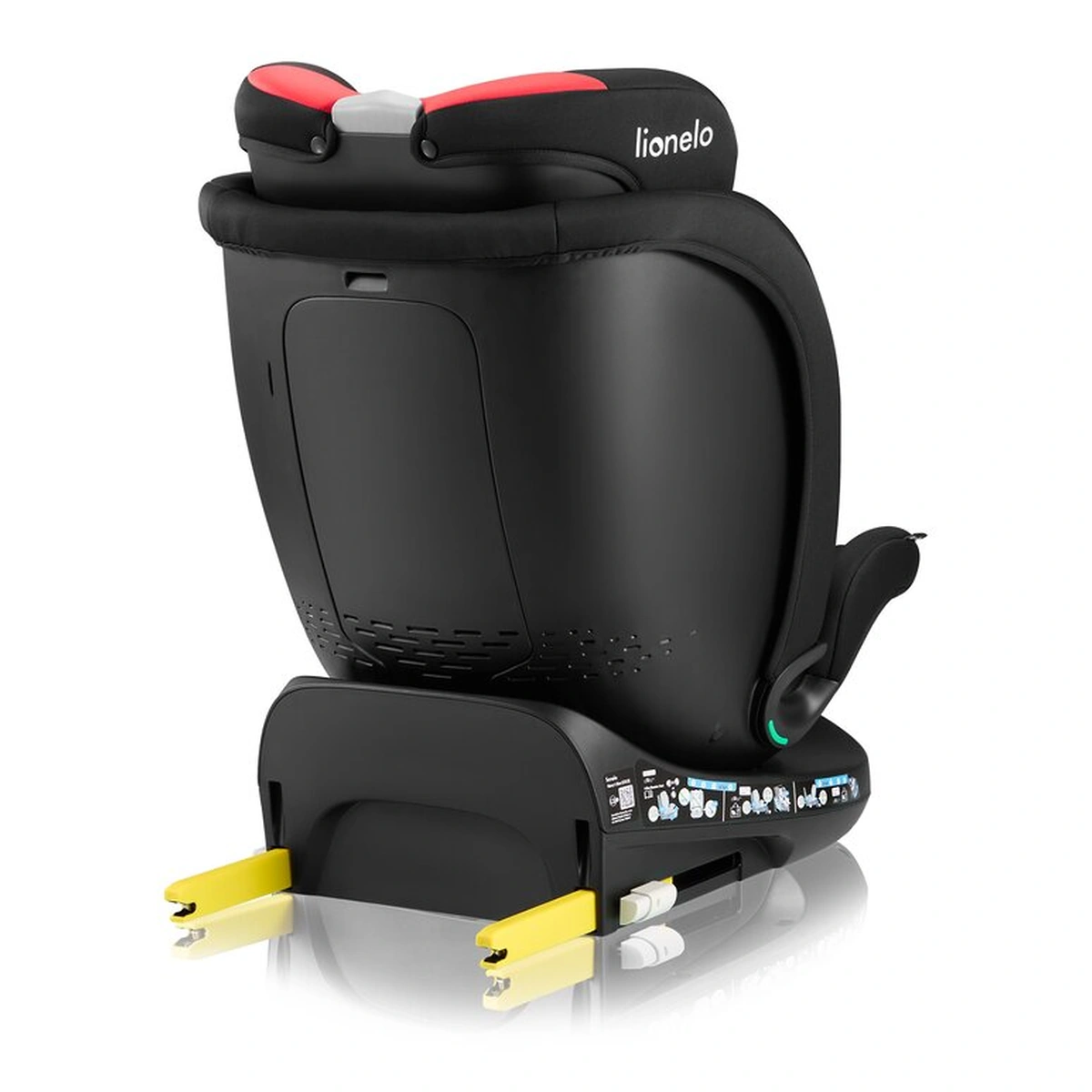 Scaun auto, Lionelo, i-Size Navy, 0-36 Kg, 40-150 cm, Cu isofix si picior de fixare, Protectie laterala, Rotire 360 grade, Negru/Rosu [18]