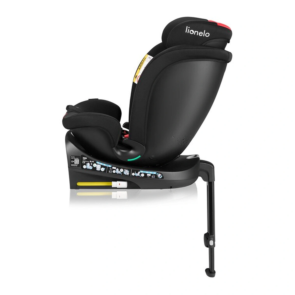 Scaun auto, Lionelo, i-Size Navy, 0-36 Kg, 40-150 cm, Cu isofix si picior de fixare, Protectie laterala, Rotire 360 grade, Negru/Rosu [14]