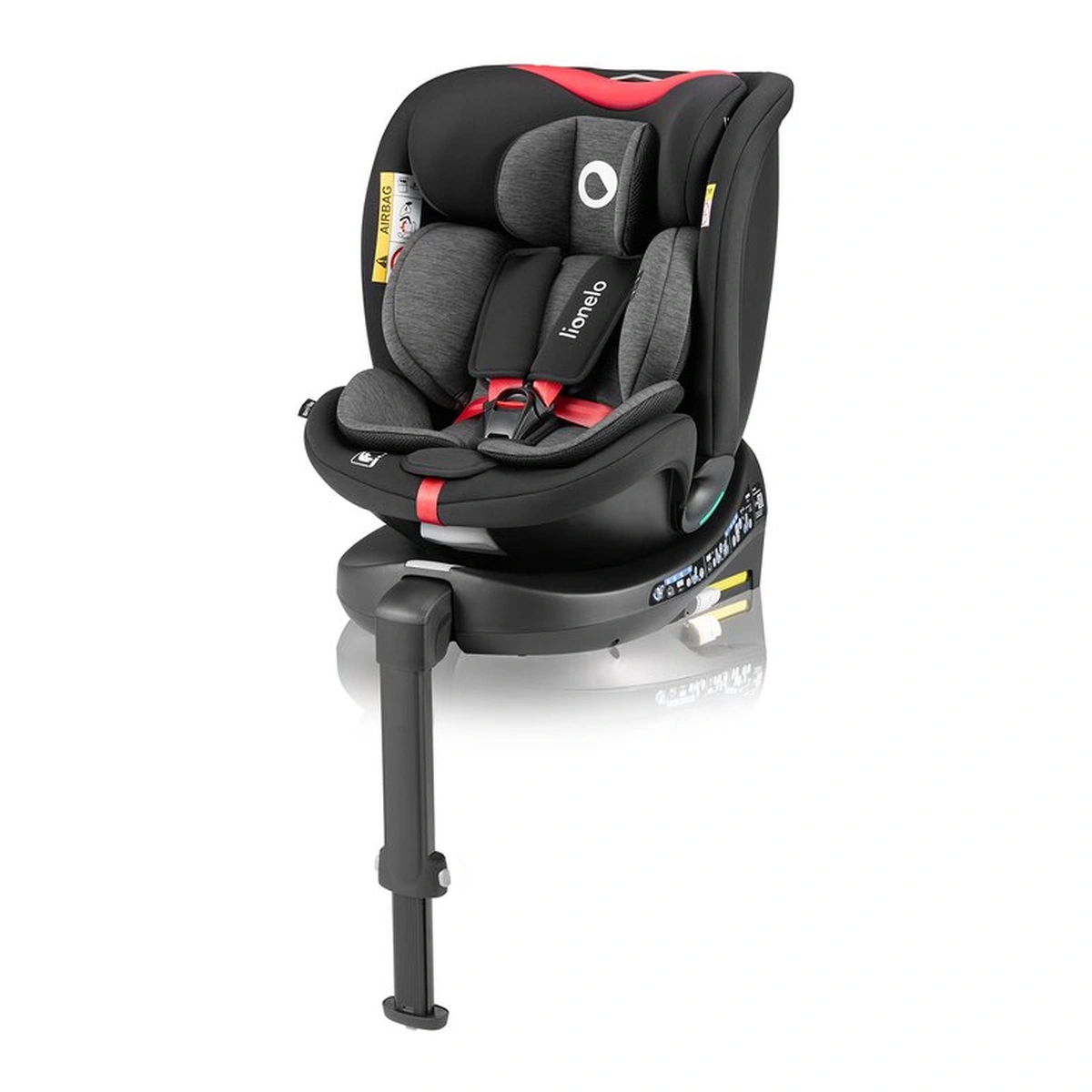 Scaun auto, Lionelo, i-Size Navy, 0-36 Kg, 40-150 cm, Cu isofix si picior de fixare, Protectie laterala, Rotire 360 grade, Negru/Rosu [3]