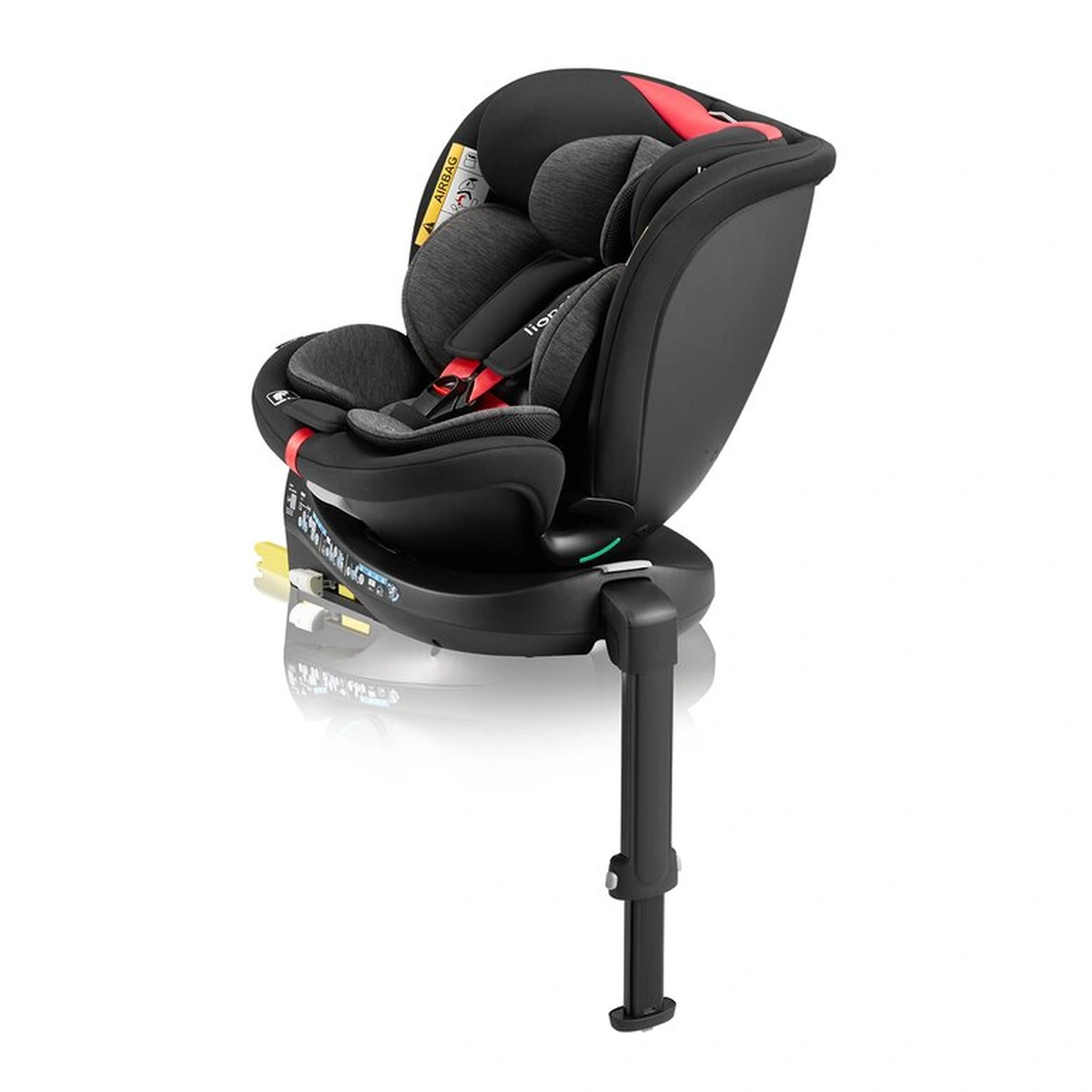 Scaun auto, Lionelo, i-Size Navy, 0-36 Kg, 40-150 cm, Cu isofix si picior de fixare, Protectie laterala, Rotire 360 grade, Negru/Rosu [6]