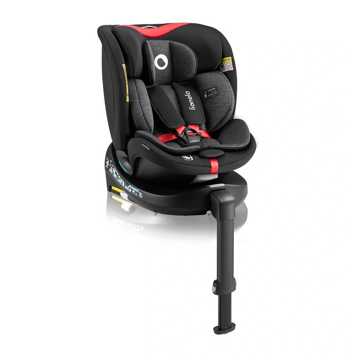 Scaun auto, Lionelo, i-Size Navy, 0-36 Kg, 40-150 cm, Cu isofix si picior de fixare, Protectie laterala, Rotire 360 grade, Negru/Rosu [5]