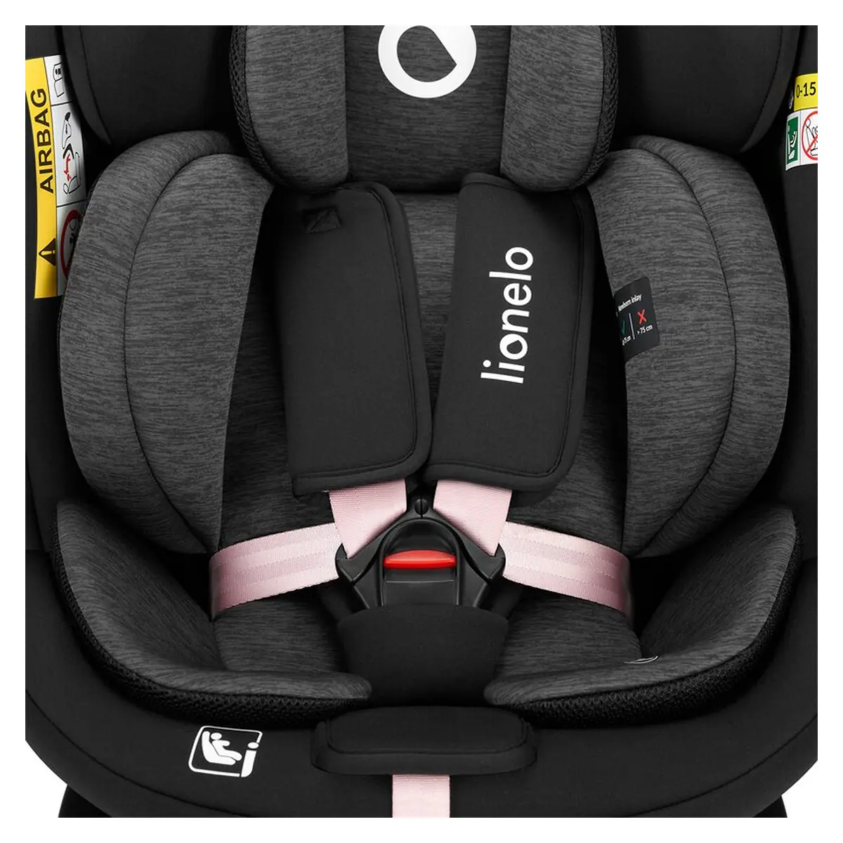 Scaun auto, Lionelo, i-Size Navy, 0-36 Kg, 40-150 cm, Cu isofix si picior de fixare, Protectie laterala, Rotire 360 grade, Negru/Roz [32]