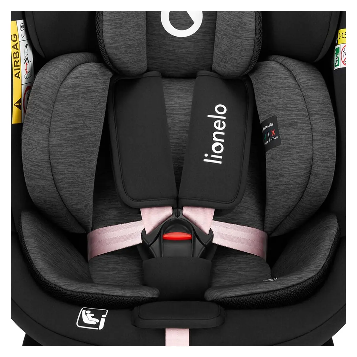 Scaun auto, Lionelo, i-Size Navy, 0-36 Kg, 40-150 cm, Cu isofix si picior de fixare, Protectie laterala, Rotire 360 grade, Negru/Roz [31]