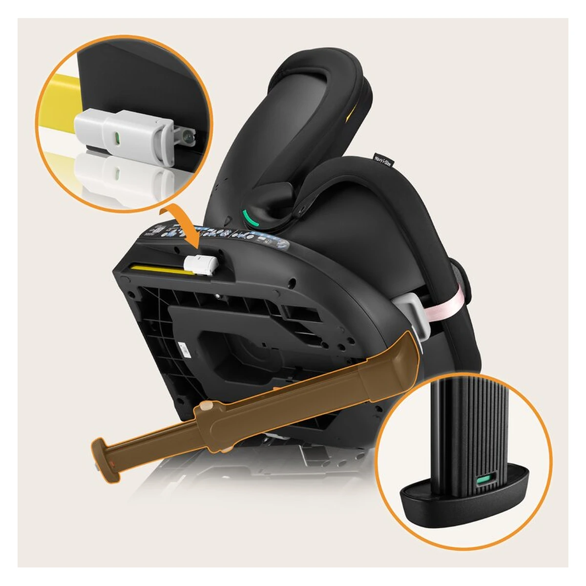 Scaun auto, Lionelo, i-Size Navy, 0-36 Kg, 40-150 cm, Cu isofix si picior de fixare, Protectie laterala, Rotire 360 grade, Negru/Roz [42]