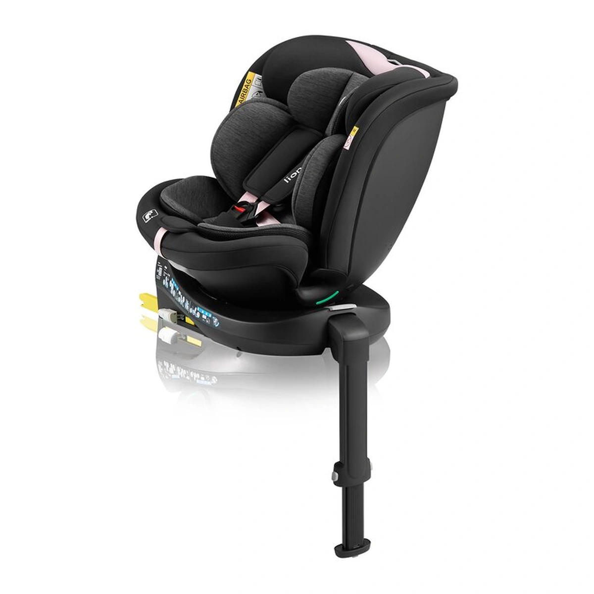 Scaun auto, Lionelo, i-Size Navy, 0-36 Kg, 40-150 cm, Cu isofix si picior de fixare, Protectie laterala, Rotire 360 grade, Negru/Roz [6]