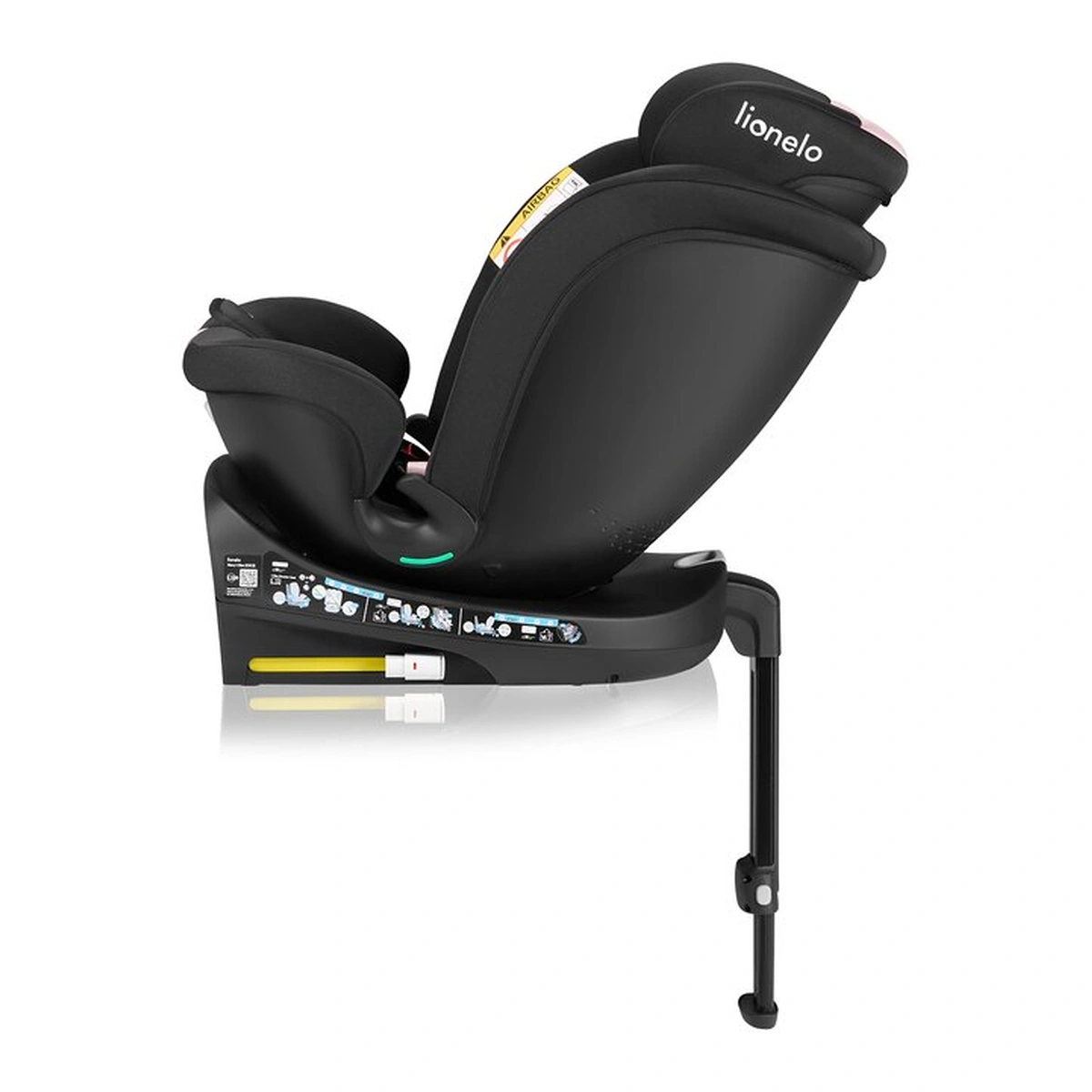 Scaun auto, Lionelo, i-Size Navy, 0-36 Kg, 40-150 cm, Cu isofix si picior de fixare, Protectie laterala, Rotire 360 grade, Negru/Roz [17]