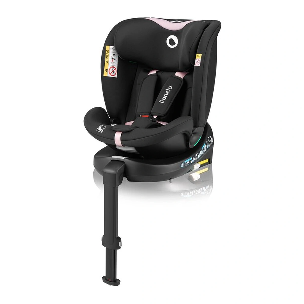 Scaun auto, Lionelo, i-Size Navy, 0-36 Kg, 40-150 cm, Cu isofix si picior de fixare, Protectie laterala, Rotire 360 grade, Negru/Roz [4]