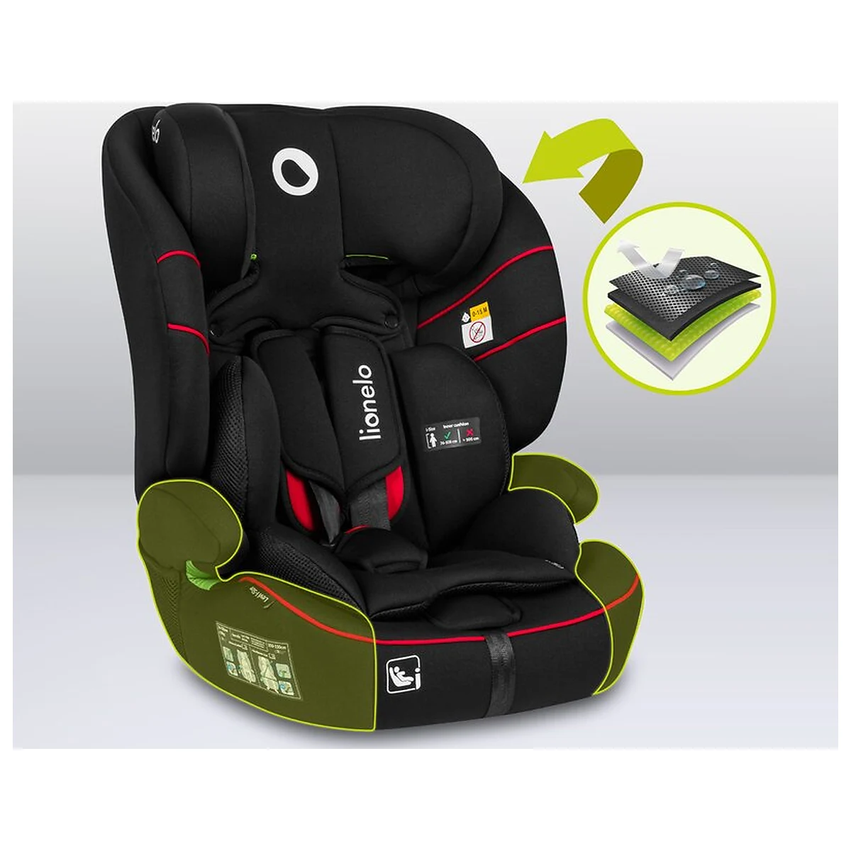 Scaun auto, Lionelo, Levi i-Size, Universal, Instalare FWF, Cu tetiera reglabila in 10 pozitii, Cu spatar detasabil, [18]