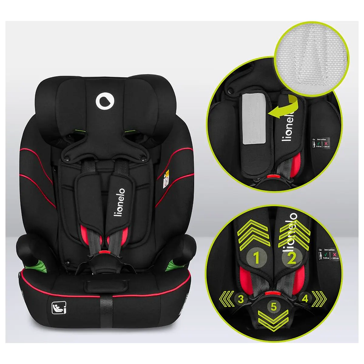 Scaun auto, Lionelo, Levi i-Size, Universal, Instalare FWF, Cu tetiera reglabila in 10 pozitii, Cu spatar detasabil, [14]